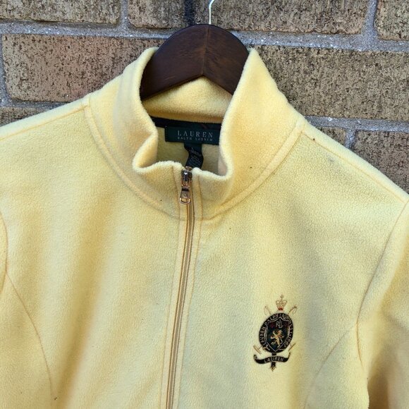 Vintage Ralph Lauren Embroidered Fleece Zip Up Large Yellow - Picture 5 of 7